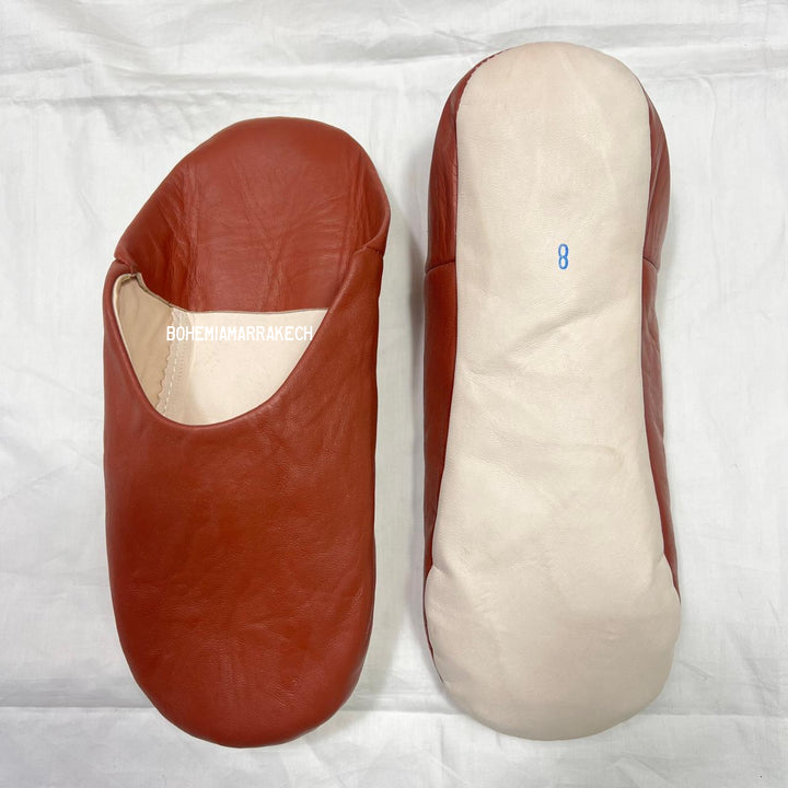 Minimalist Light Brown Moroccan babouche slippers made from genuine leather