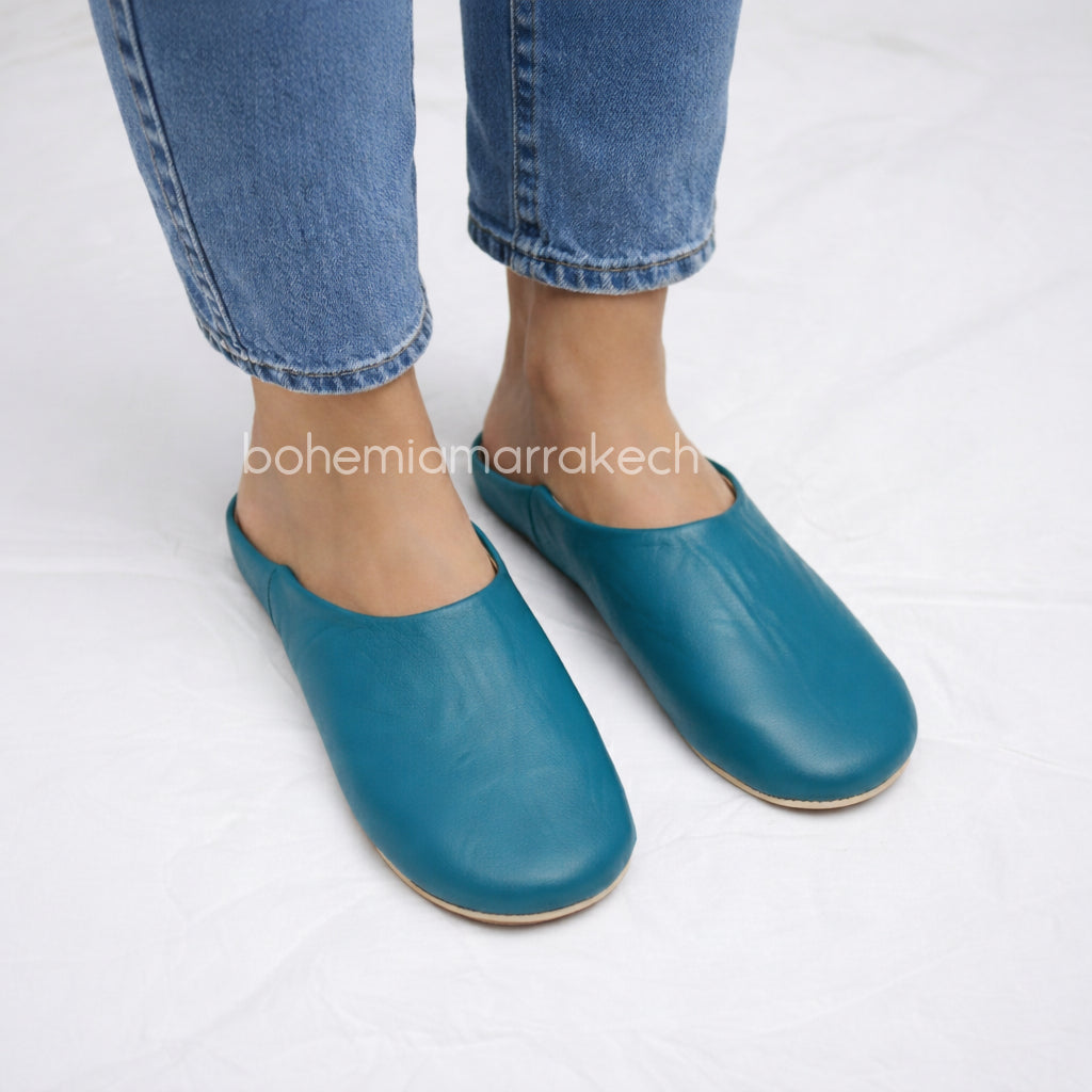 Authentic handmade leather babouche slippers from Morocco