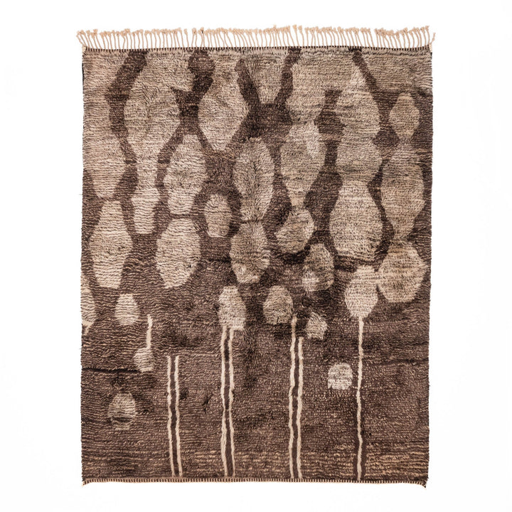 Beni Mrirt Wool Rug – Organic Bubble Motif in Natural Earth Tones