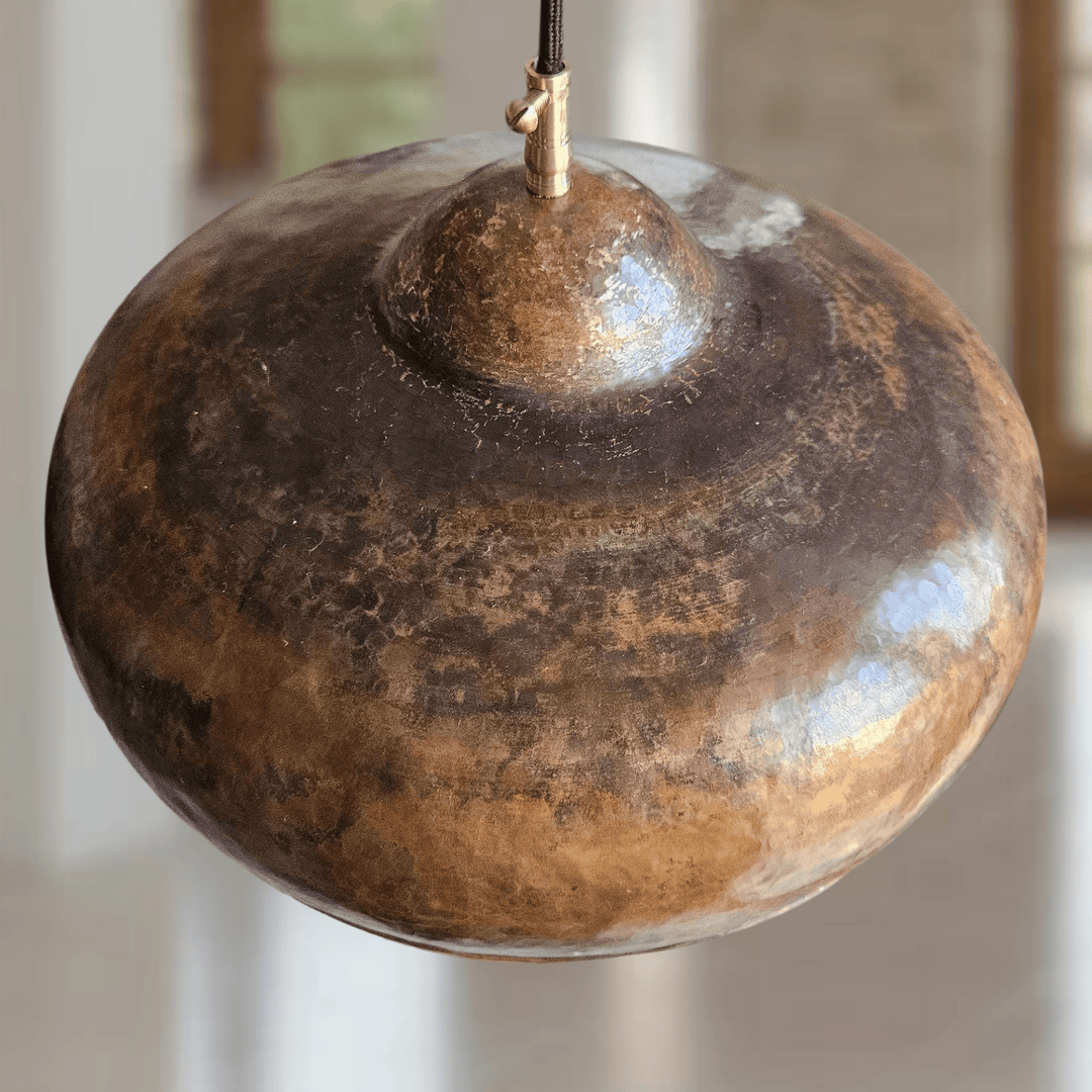 Rustic Hammered Copper Dome Pendant Light – Handmade Moroccan Ceiling Lamp