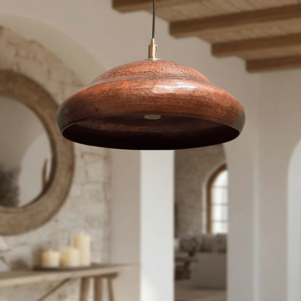 Handmade Rustic Copper Dome Pendant Light – Solid Copper Ceiling Lamp