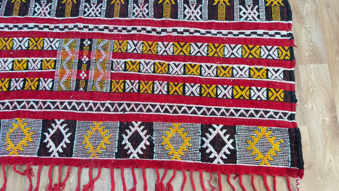 Custom Red Moroccan Kilim Rug – Handmade Flatweave Wool Carpet