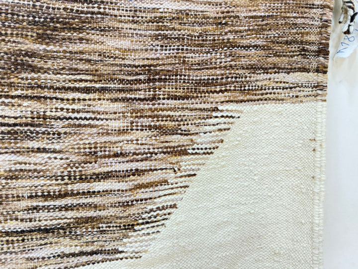 Flatweave Moroccan Rug – Cream &amp; Brown Moroccan Wool Kilim
