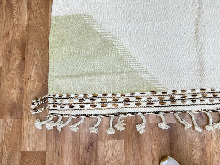 Flatweave Moroccan Rug – Cream &amp; Brown Moroccan Wool Kilim