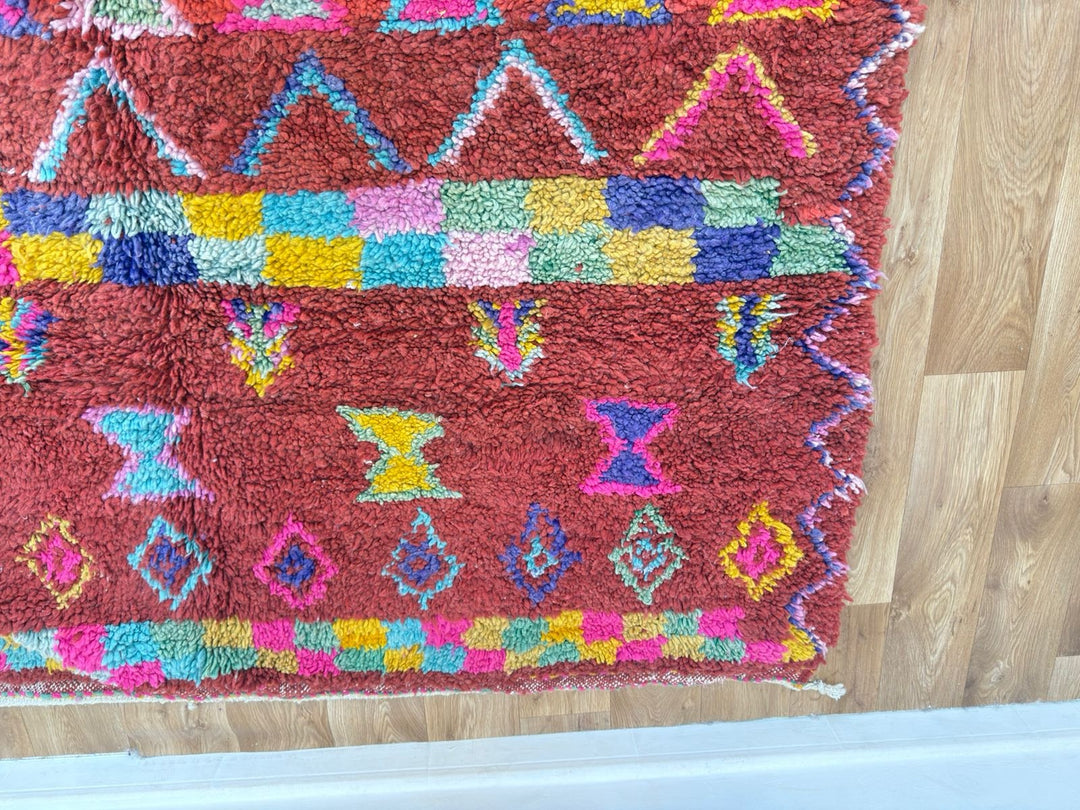 Red Boujaad Moroccan Rug – Handmade Wool Berber Carpet