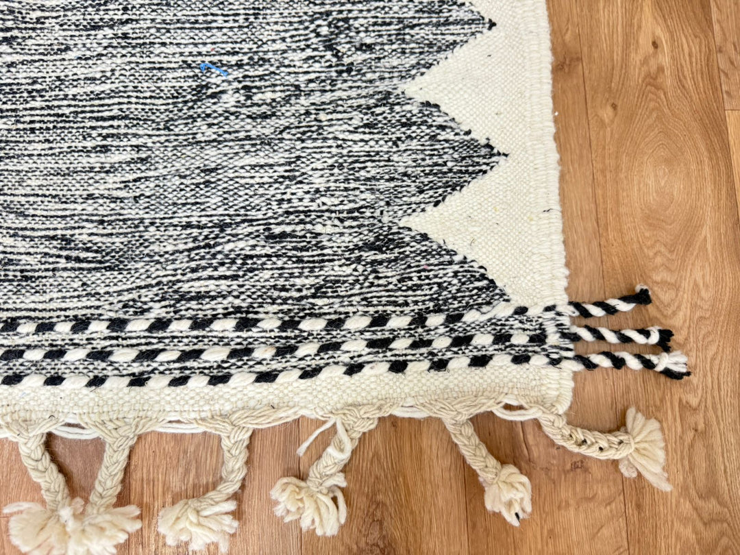 Flatweave Moroccan Rug – Dark Grey &amp; Cream moroccan kilim rugs