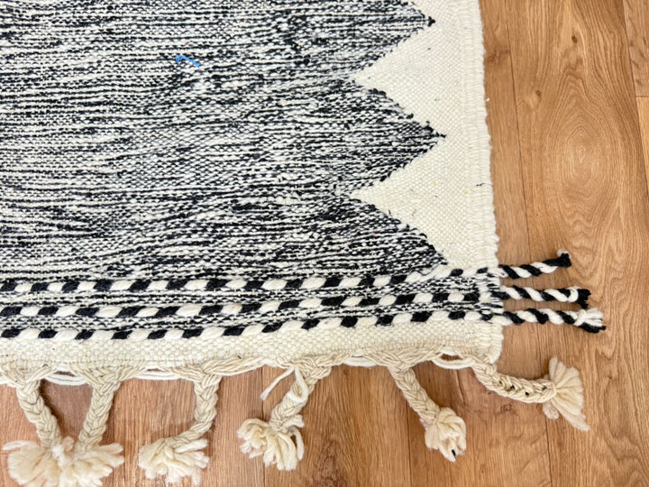Flatweave Moroccan Rug – Dark Grey &amp; Cream moroccan kilim rugs