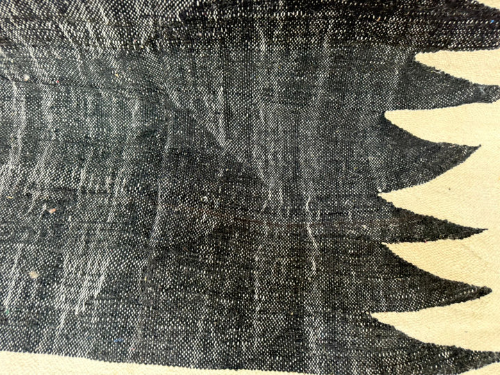 Flatweave Moroccan Rug – Handwoven Black &amp; Cream Wool Berber Carpet