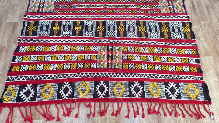 Custom Red Moroccan Kilim Rug – Handmade Flatweave Wool Carpet