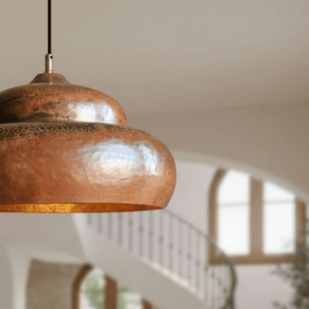 Handcrafted Solid Copper Dome Pendant Light – Hammered Rustic Ceiling Lamp