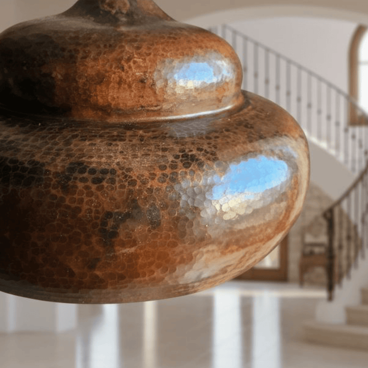 Handcrafted Solid Copper Dome Pendant Light – Hammered Rustic Ceiling Lamp