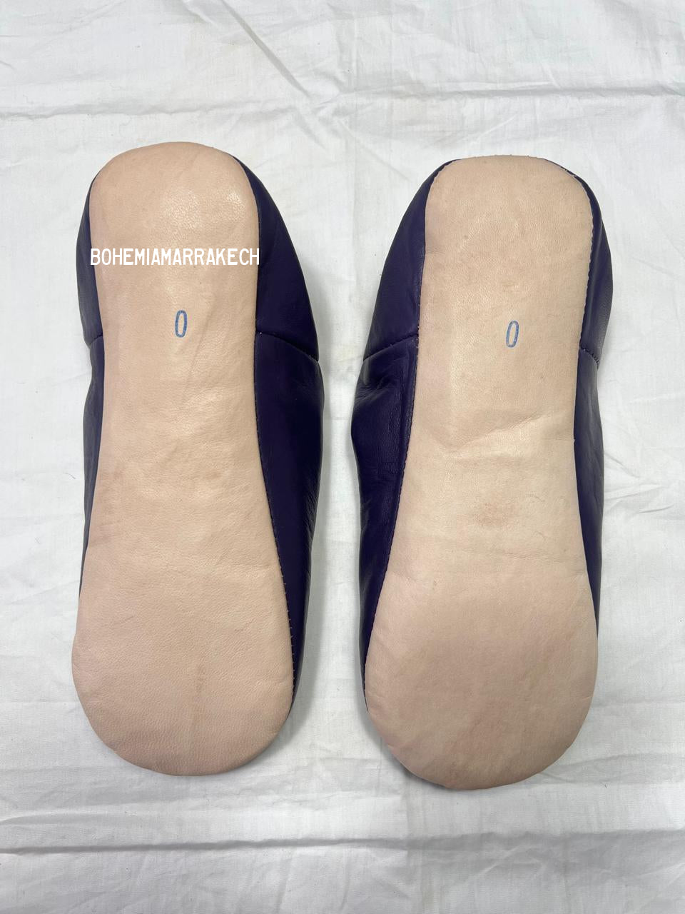 Minimal purple leather Moroccan babouche slippers handmade