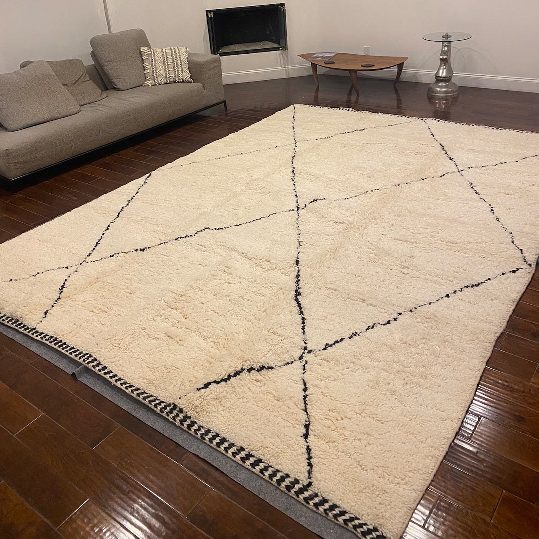 Beni Ourain Moroccan Rug – Cream Wool Berber Carpet Handmade