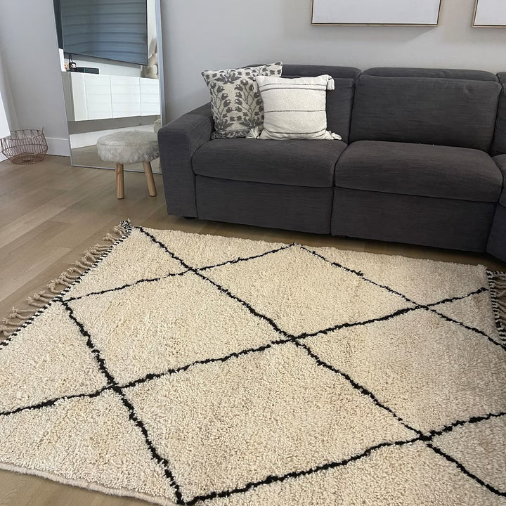 Beni Ourain Moroccan Rug – Cream Wool Berber Carpet Handmade