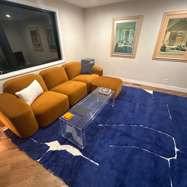 Blue Moroccan Rug – Handmade Wool Beni Mrirt Carpet