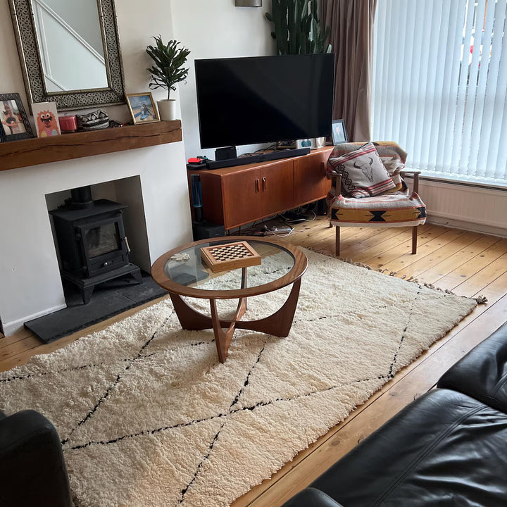 Beni Ourain Moroccan Rug – Cream Wool Berber Carpet Handmade