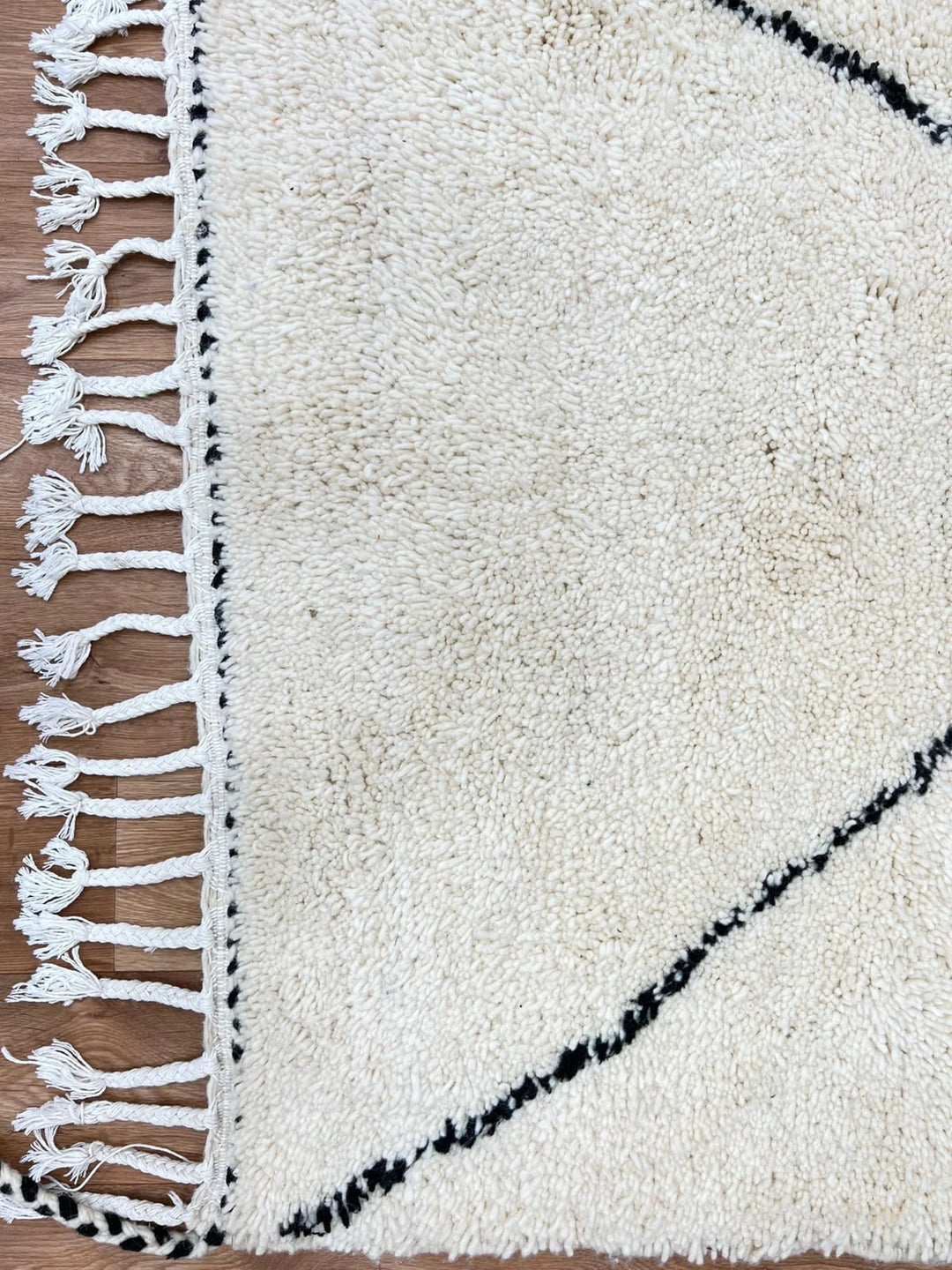 Custom White & Black Moroccan Wool Rug – Handmade