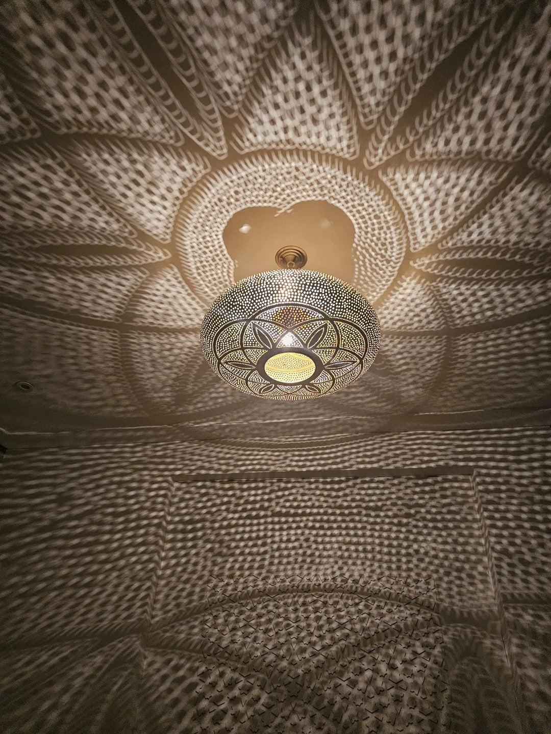 Luxury Moroccan Brass Hanging Lamp – Hand-Pierced Multi-Tier Pendant Light