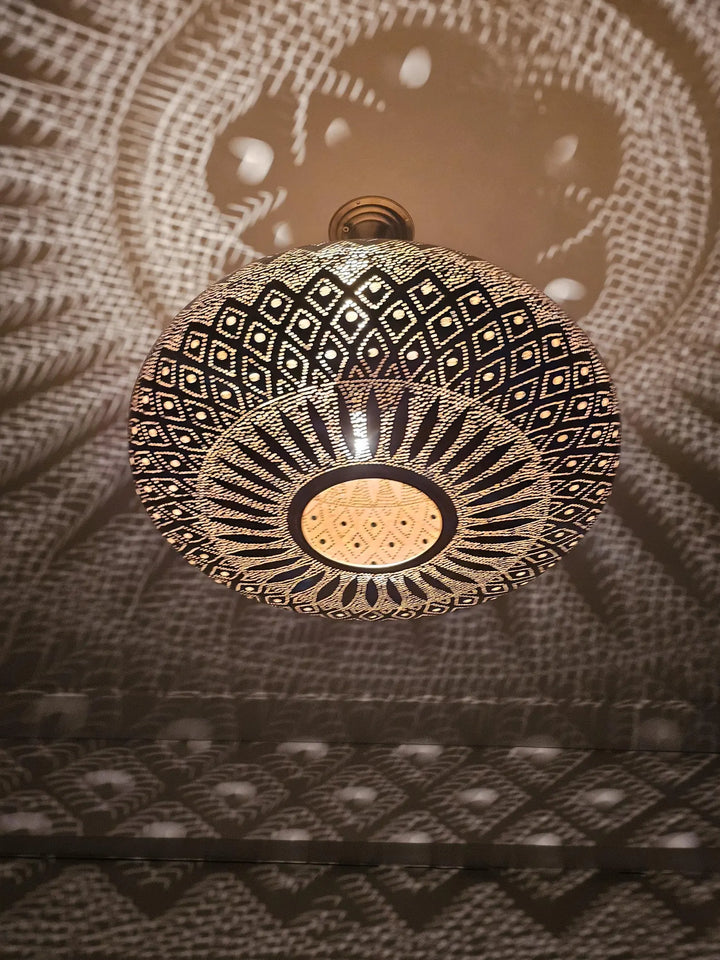 Handmade Moroccan Brass Pendant Light – Perforated Teardrop Lamp