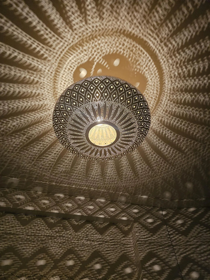 Handmade Moroccan Brass Pendant Light – Perforated Teardrop Lamp