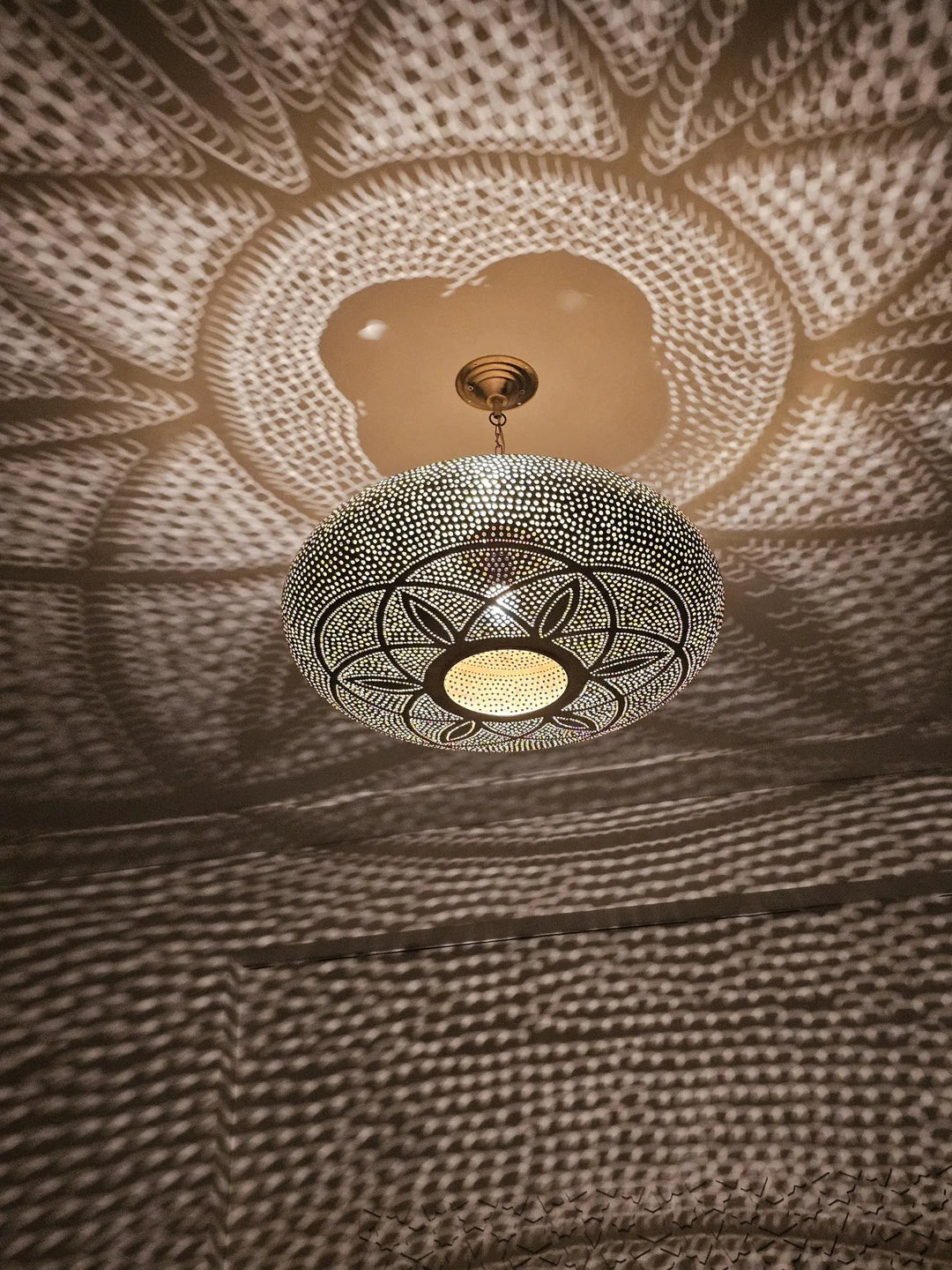 Luxury Moroccan Brass Hanging Lamp – Hand-Pierced Multi-Tier Pendant Light