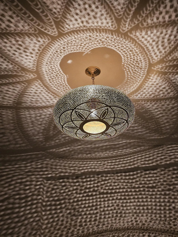 Luxury Moroccan Brass Hanging Lamp – Hand-Pierced Multi-Tier Pendant Light