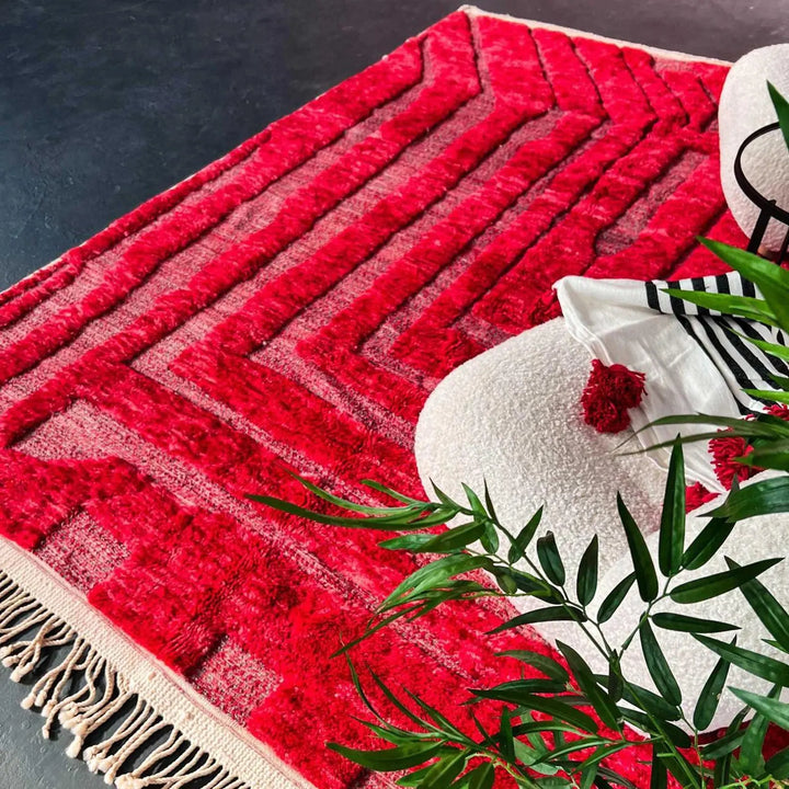 Custom Red Moroccan Rug – handmade Rug