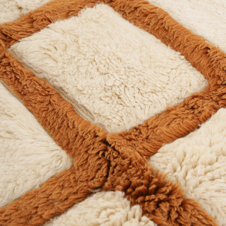 Custom Brown & Cream Moroccan Wool Rug – Grid Design