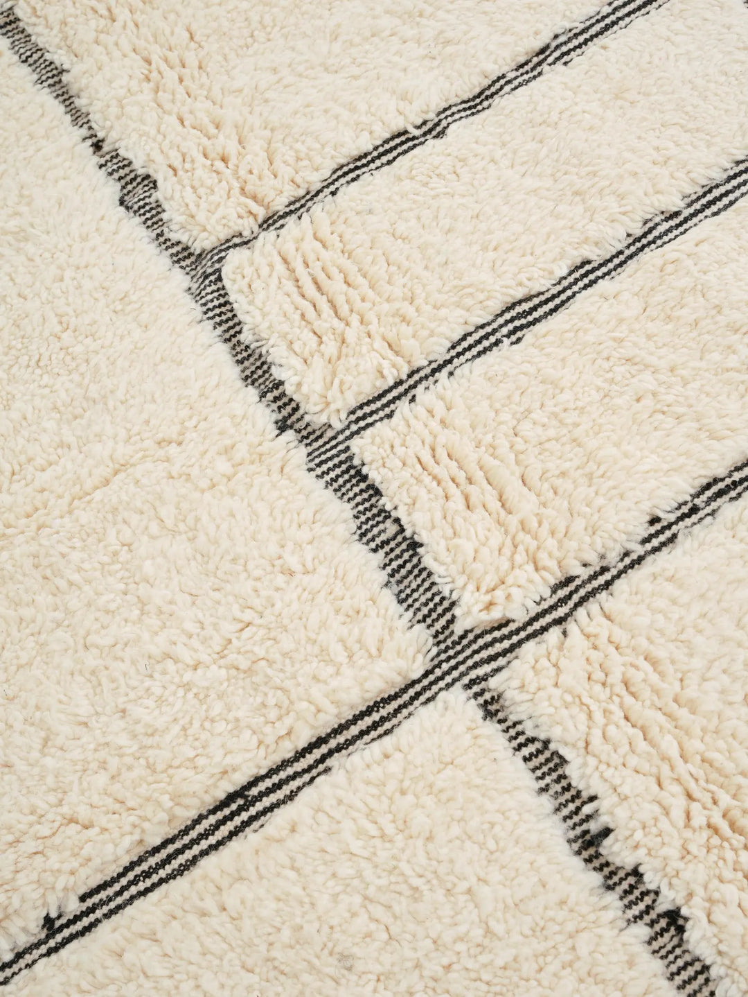 Custom Cream Moroccan Rug – Handmade Black Line
