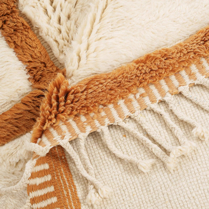 Custom Brown & Cream Moroccan Wool Rug – Grid Design