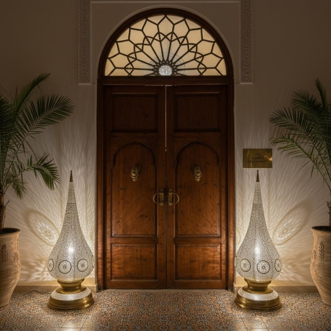 Handmade Moroccan Brass Table Lamp – Intricately Pierced Artisan Light