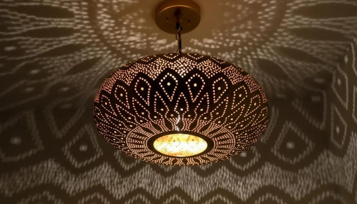 Moroccan Brass Pendant Light – Handcrafted Hanging Ceiling Lamp