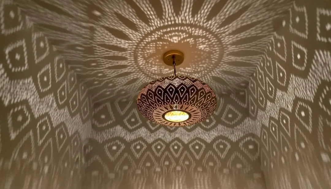 Moroccan Brass Pendant Light – Handcrafted Hanging Ceiling Lamp