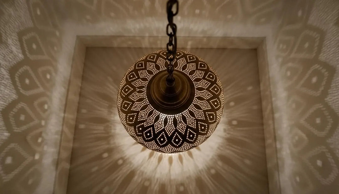 Moroccan Brass Pendant Light – Handcrafted Hanging Ceiling Lamp