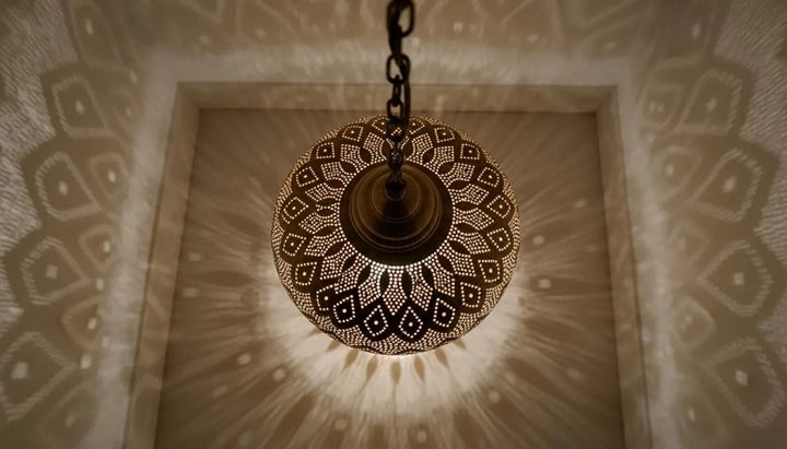 Moroccan Brass Pendant Light – Handcrafted Hanging Ceiling Lamp
