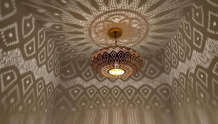Moroccan Brass Pendant Light – Handcrafted Hanging Ceiling Lamp