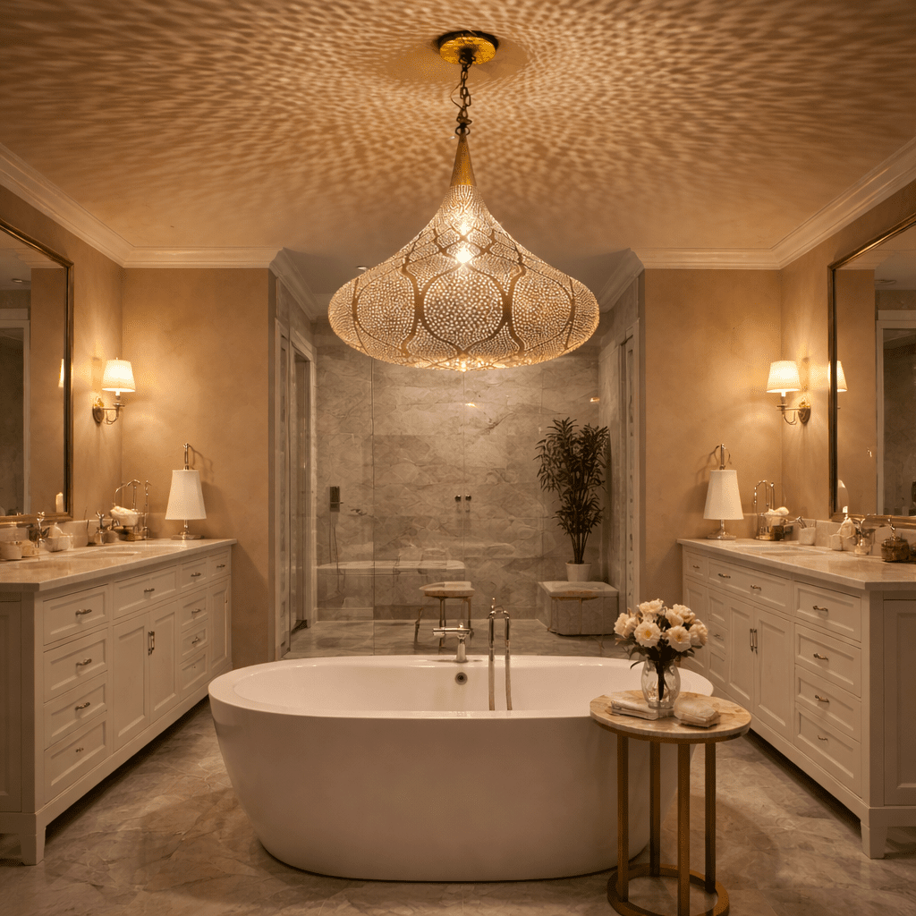 Handmade Moroccan Brass Pendant Light – Boho Ceiling Lamp