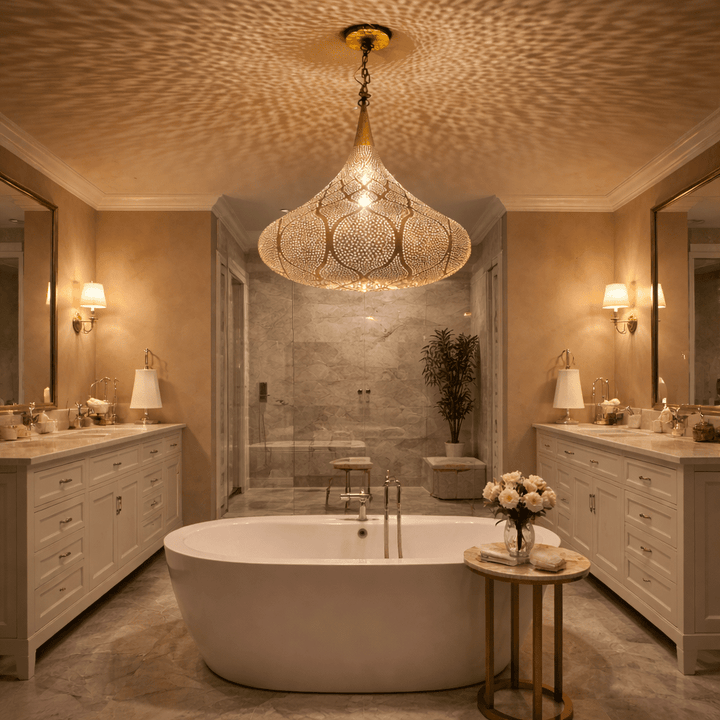 Handmade Moroccan Brass Pendant Light – Boho Ceiling Lamp