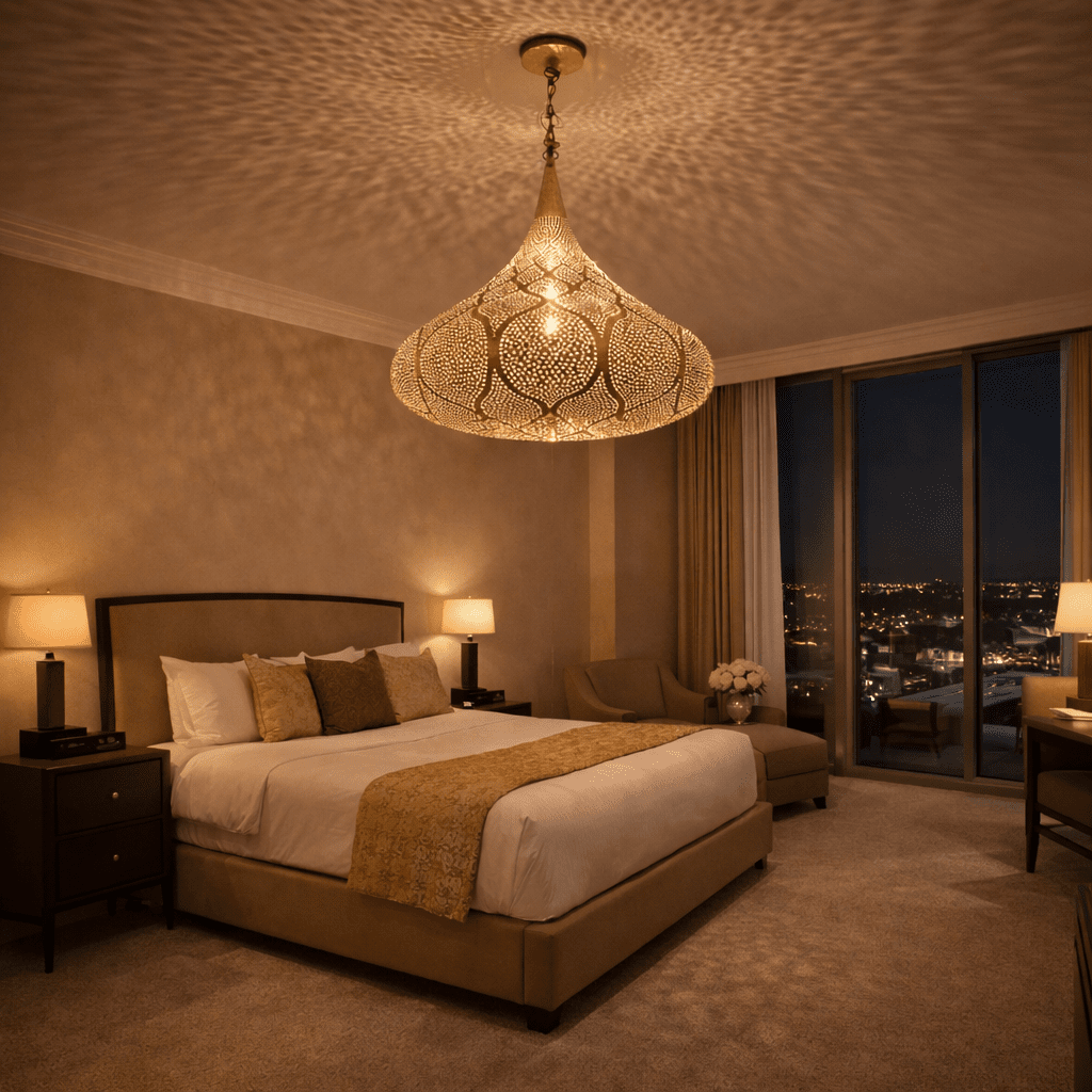 Handmade Moroccan Brass Pendant Light – Boho Ceiling Lamp