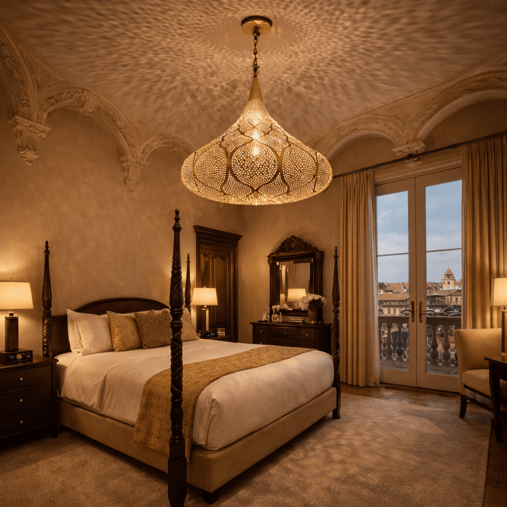 Handmade Moroccan Brass Pendant Light – Boho Ceiling Lamp