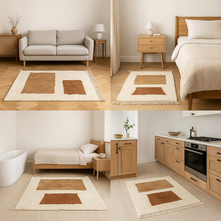 Sahara Brown Moroccan Wool Rug – Handmade Modern Art Style
