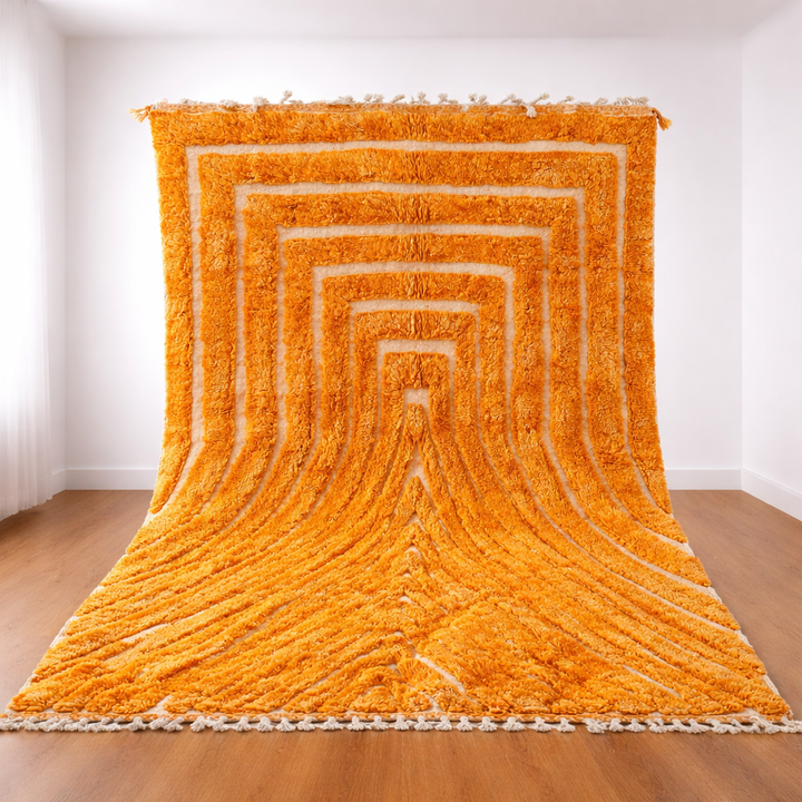 Custom Moroccan Rug Orange  – Handmade Geometric Wool Design