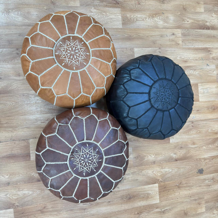 Handmade Genuine Moroccan Leather Pouf