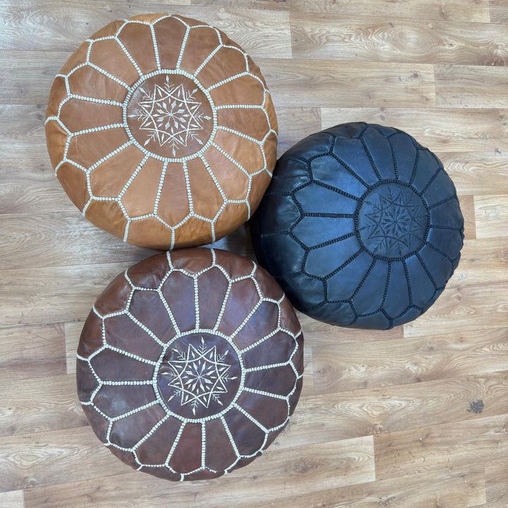 Handmade Genuine Moroccan Leather Pouf
