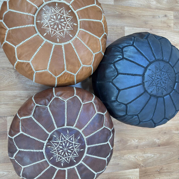 Handmade Genuine Moroccan Leather Pouf