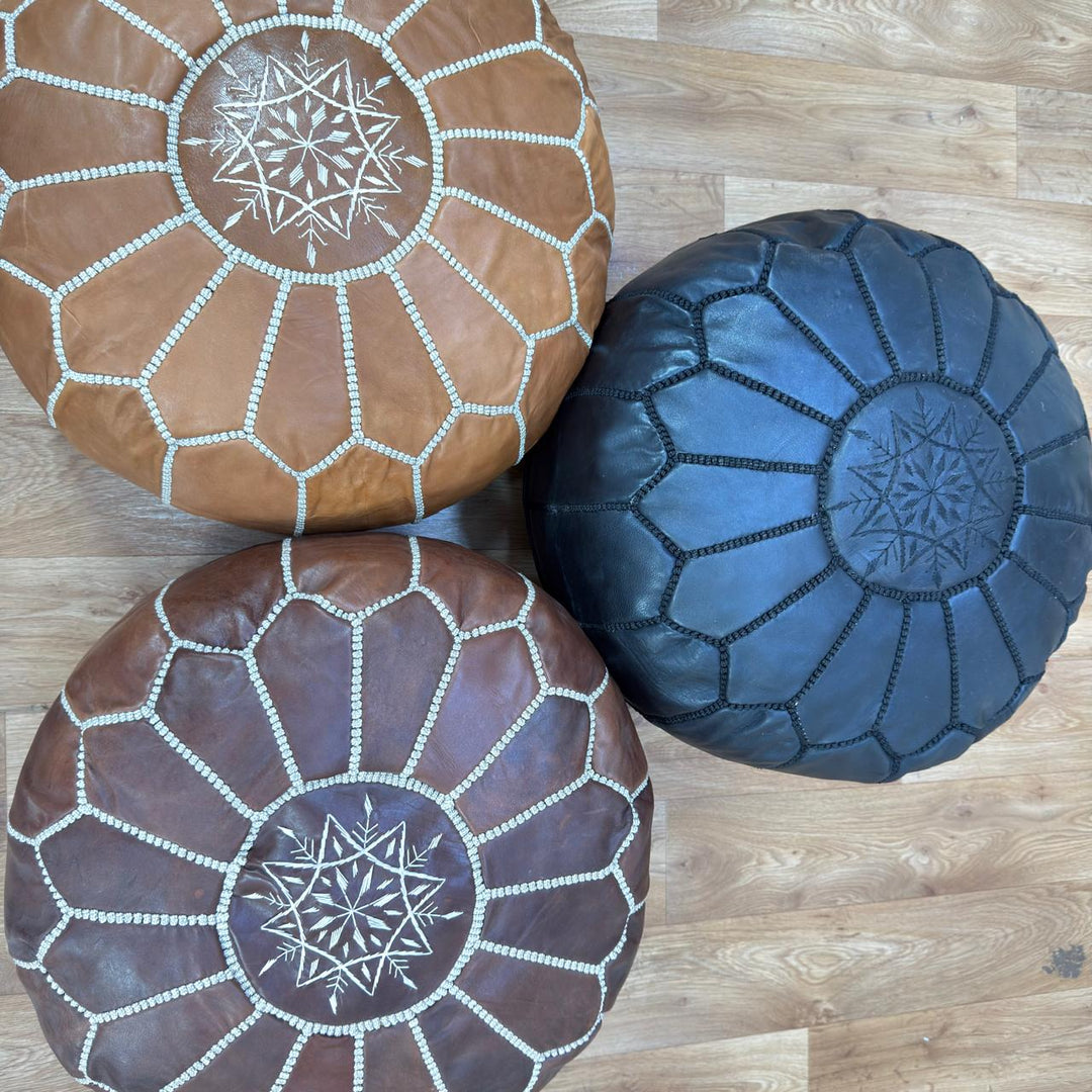 Handmade Genuine Moroccan Leather Pouf