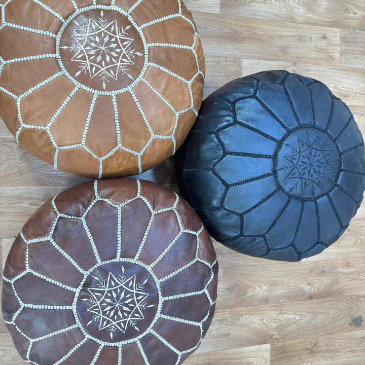 Handmade Genuine Moroccan Leather Pouf