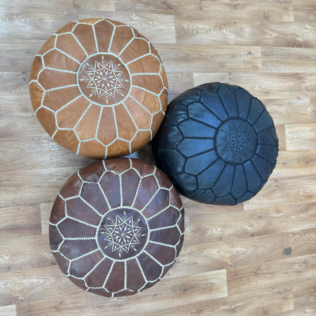 Handmade Genuine Moroccan Leather Pouf