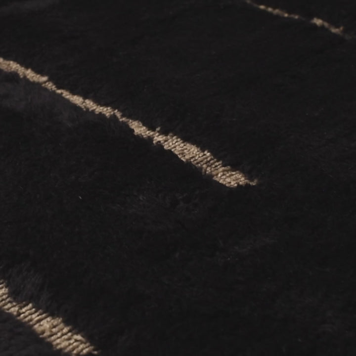 Modern Black Grid Moroccan Wool Rug – Handmade