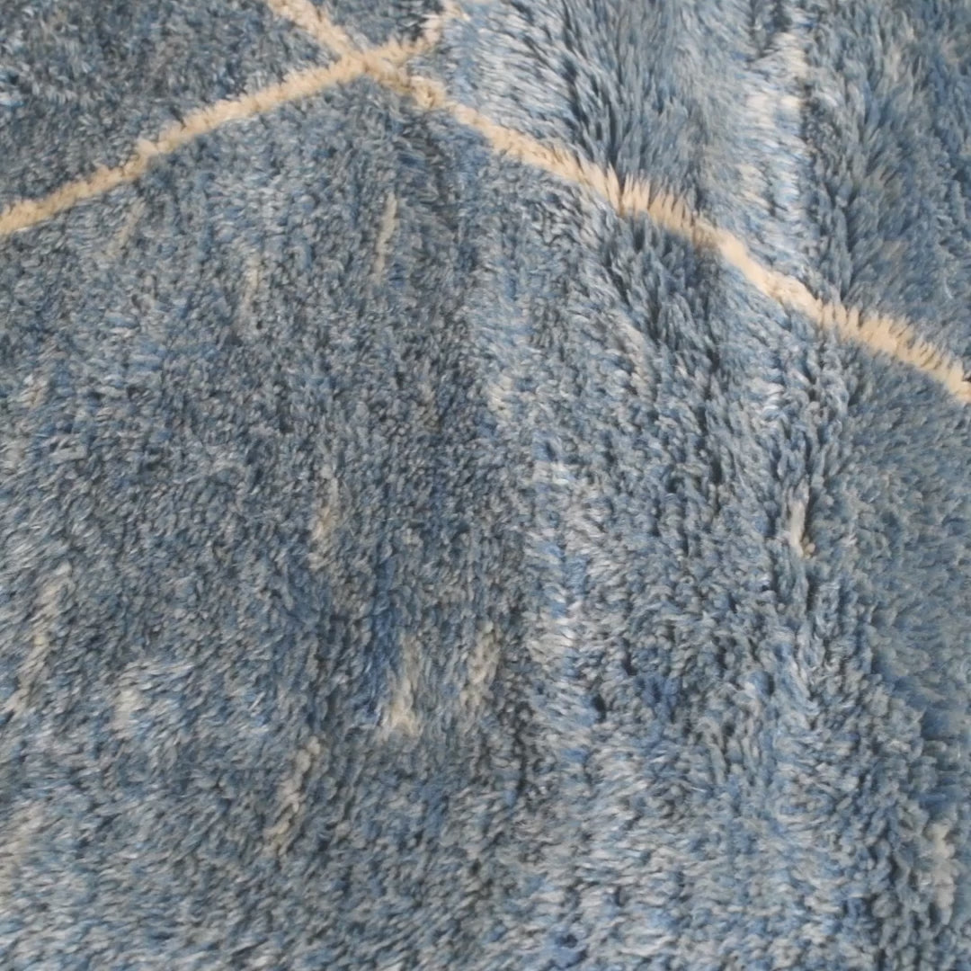 Blue Diamond Moroccan Rug – Handmade Wool Beni Ourain Style